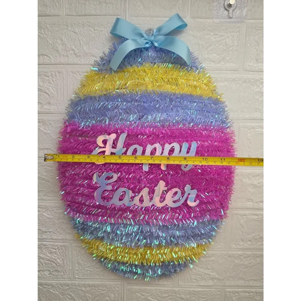 Happy Easter Egg Tinsel Wall Decor Multicolor 18